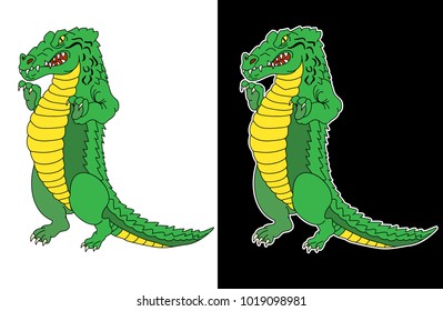 Drawing crocodile vector set.Sticker crocodile isolate on white background.
