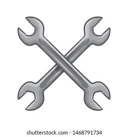 Drawing Of Crossed Wrenches Vector Illustration