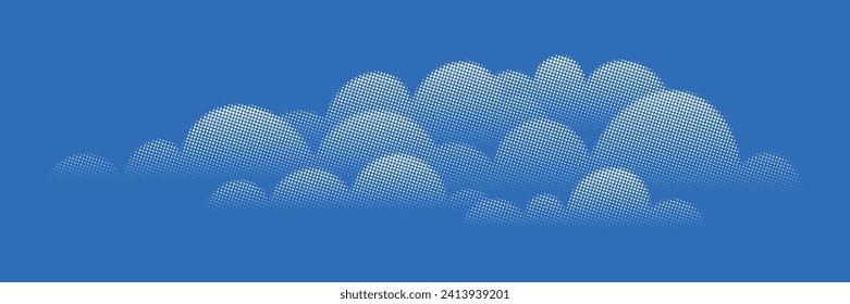 Drawing cumulus clouds, halftone dots, fading dot effect, vector design