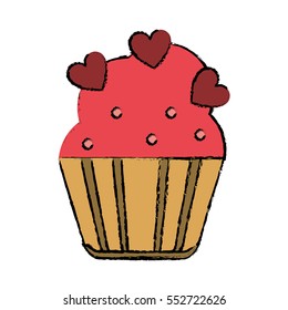 drawing cup cake love hearts