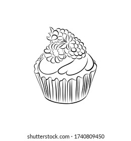 dibujo de una torta de copa, ilustración vectorial aislada en fondo blanco