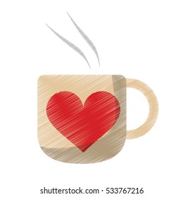 drawing cup coffee love heart hot