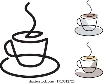 Drawing Of A Cup With A Continuous Line.