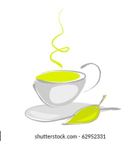 Drawing of a cup of green tea
