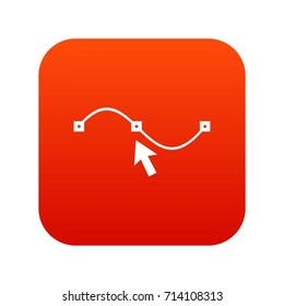 Drawing the curve icon digital red for any design isolated on white vector illustration