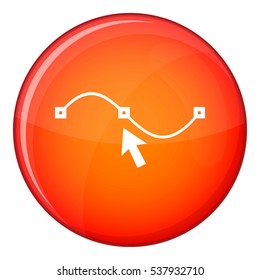 Drawing the curve icon in red circle isolated on white background vector illustration