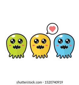 Drawing cute alien cartoon.Vector illustration.