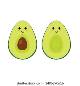 Drawing cute avocado cartoon doodle style.Vector illustration.