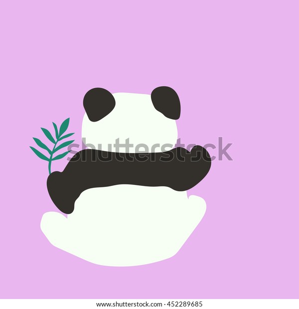 Drawing Cute Baby Panda Bamboo Green Stock Vector Royalty Free