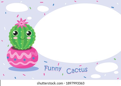 Drawing cute Cactus background on white and violet