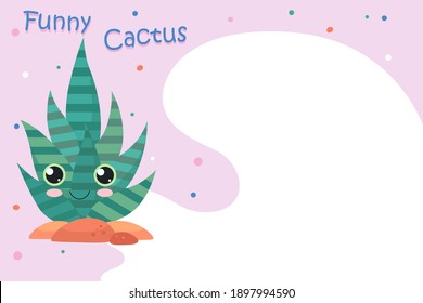 Drawing cute Cactus background on white and pink