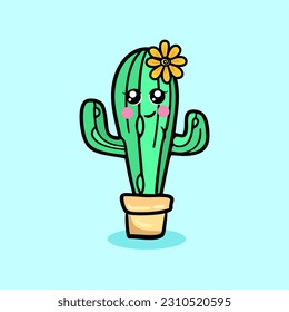 Drawing a cute cactus with a happy face