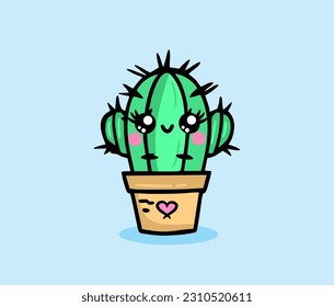 Drawing a cute cactus with a happy face
