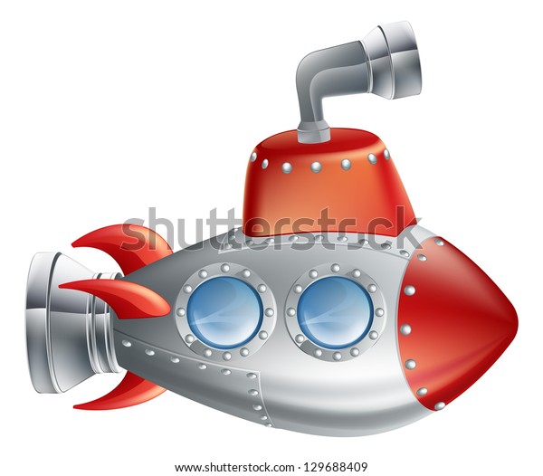 Drawing Cute Cartoon Submarine Childrens Illustration Stock Vector ...