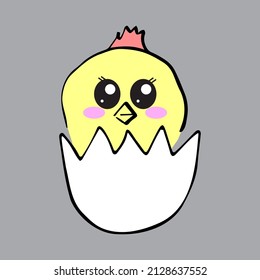 Drawing of a cute chicken. Hand drawn vector illustration for sticker, decor, postcard, icon, coloring book.