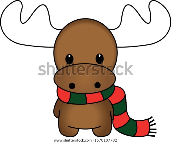 Drawing Cute Christmas Reindeer Stock Vector (Royalty Free) 1570187782
