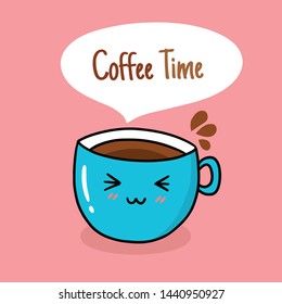 Drawing cute coffee cup doodle style.Vector illustration.