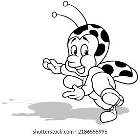 Drawing of a Cute Dancing Ladybug - Cartoon Illustration Isolated on White Background, Vector
