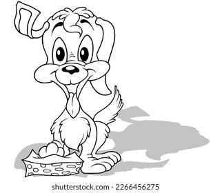 Drawing of a Cute Doggy Standing on a Sponge - Cartoon Illustration Isolated on White Background, Vector