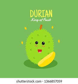 Drawing cute Durian cartoon doodle style.Vector illustration.