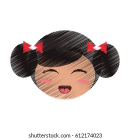 drawing cute face kokeshi