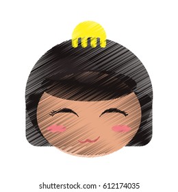 drawing cute face kokeshi