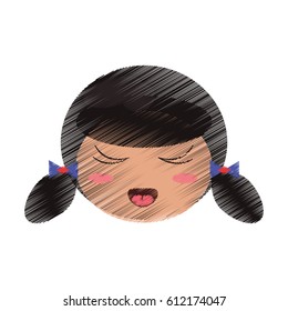 drawing cute face kokeshi