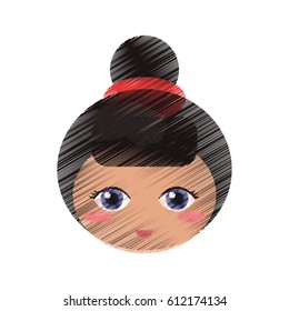 drawing cute face kokeshi