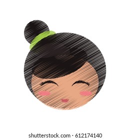 drawing cute face kokeshi