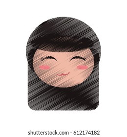 drawing cute face kokeshi