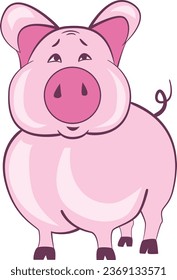 Drawing of a cute fat pink pig