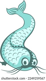 Drawing of a cute, funny, kind fish 