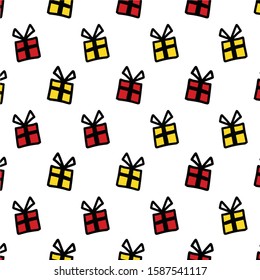 Drawing cute gift box pattern background.Vector illustration.