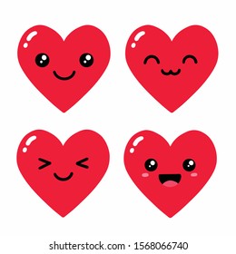 Drawing cute heart cartoon doodle style.Vector illustration.