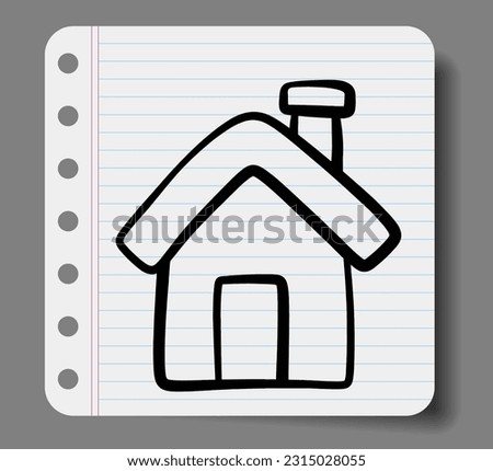Drawing cute house on paper.