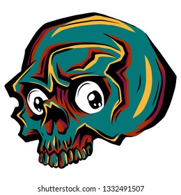 drawing of a cute human skull illustration