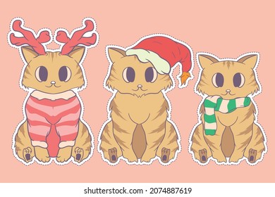 Drawing cute kitty with sweater and hat