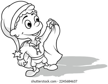 Drawing of a Cute Leprechaun with a Long Cap and Cloak - Cartoon Illustration Isolated on White Background, Vector