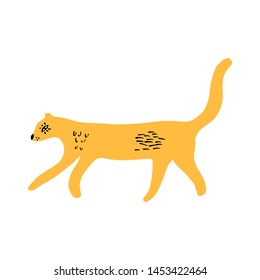 Drawing cute lioness in doodle style on white background. Vector clipart