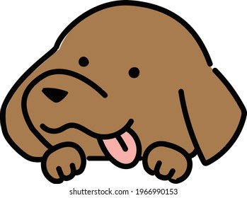 Drawing of a cute little brown dachshund.