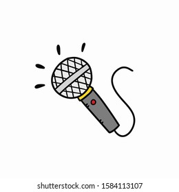 Drawing cute microphone icon doodle style.Vector illustration.