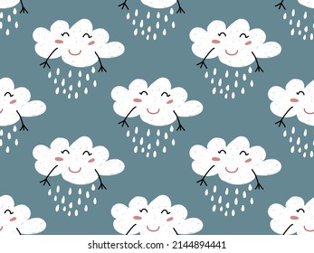 ็้็็็Hand drawing cute pattern,seamless pattern with cloud and rain for decoration,fabric,wallpaper,cloth,wrapping paper,textile.