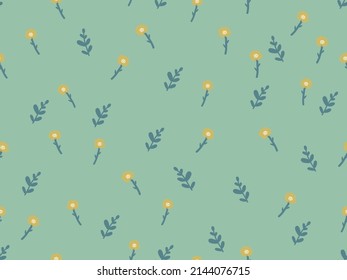 Dibujo de ็็ mano lindo patrón, patrón sin fisuras con flor y hojas para decoración, tela, papel pintado, tela, papel envolvente, textil.