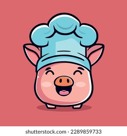 drawing of a cute pig head. Chef hog