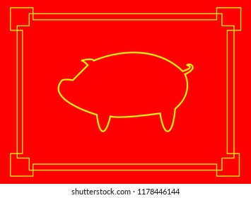 drawing of cute pig vector illustration simple concept zodiac of pig.