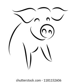 drawing of cute pig vector illustration simple concept zodiac of pig.