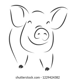 drawing of cute pig vector illustration simple concept zodiac of pig.