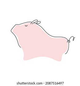 drawing of cute pig vector illustration simple concept zodiac of pig.