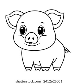 Drawing of cute piglet for coloring