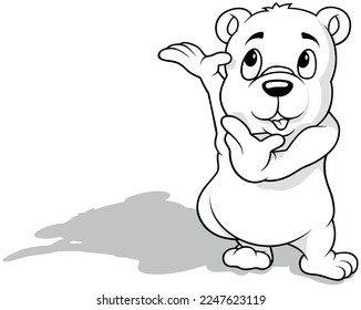 Drawing of a Cute Polar Bear Gesturing with Paws - Cartoon Illustration Isolated on White Background, Vector